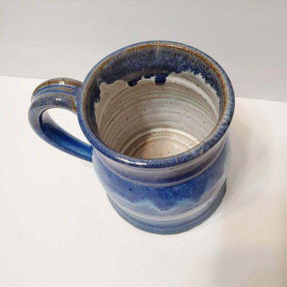 Large Studio Pottery Mug, Ceramic Tankard, Cobalt Blue, Signed Bjork - Picture 3 of 9
